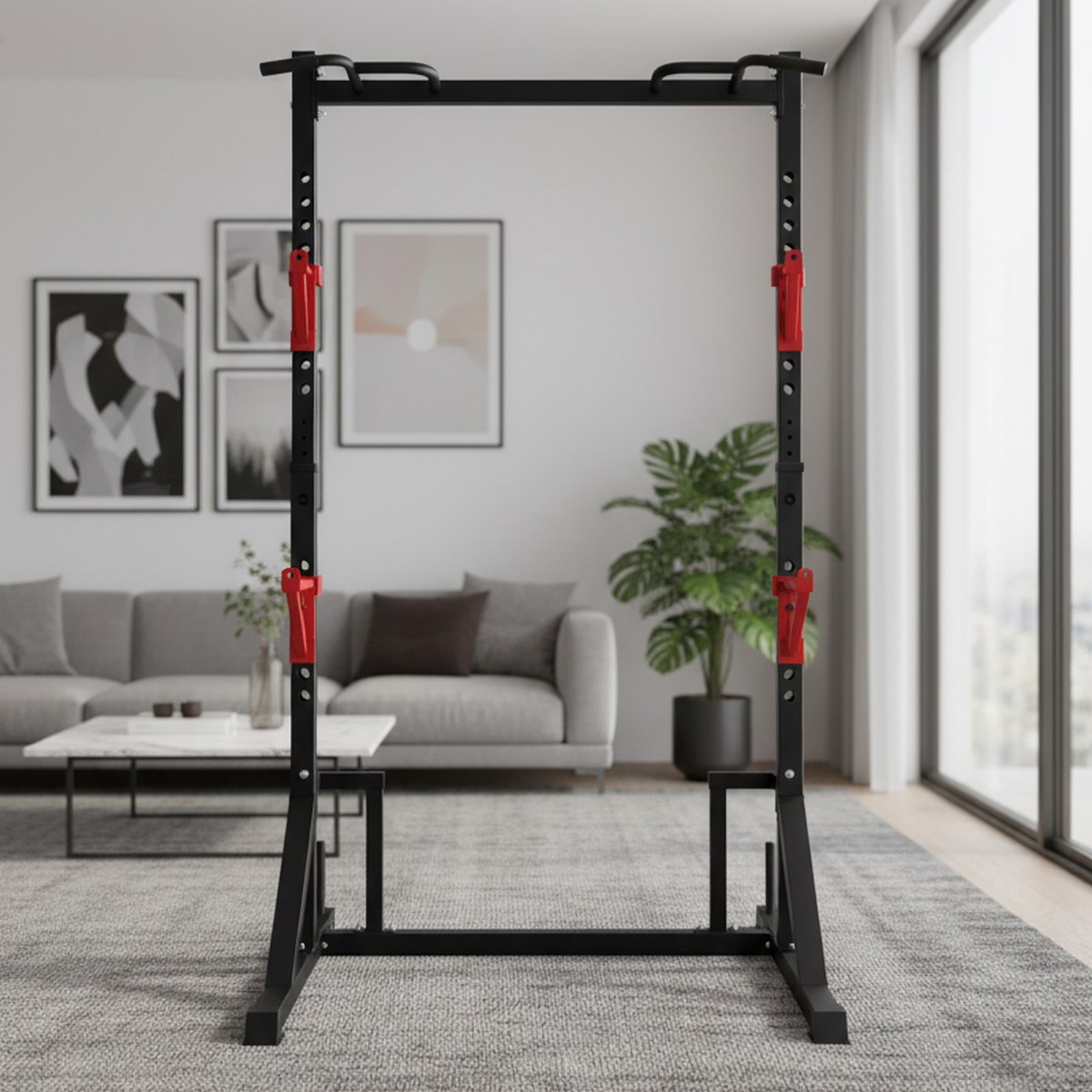 Home Bar Stand - Rack de fuerza ajustable con barra