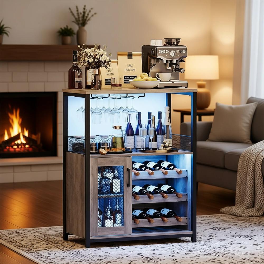 Home Bar And Cabinet - Vinoteca de Estilo Industrial con Iluminación