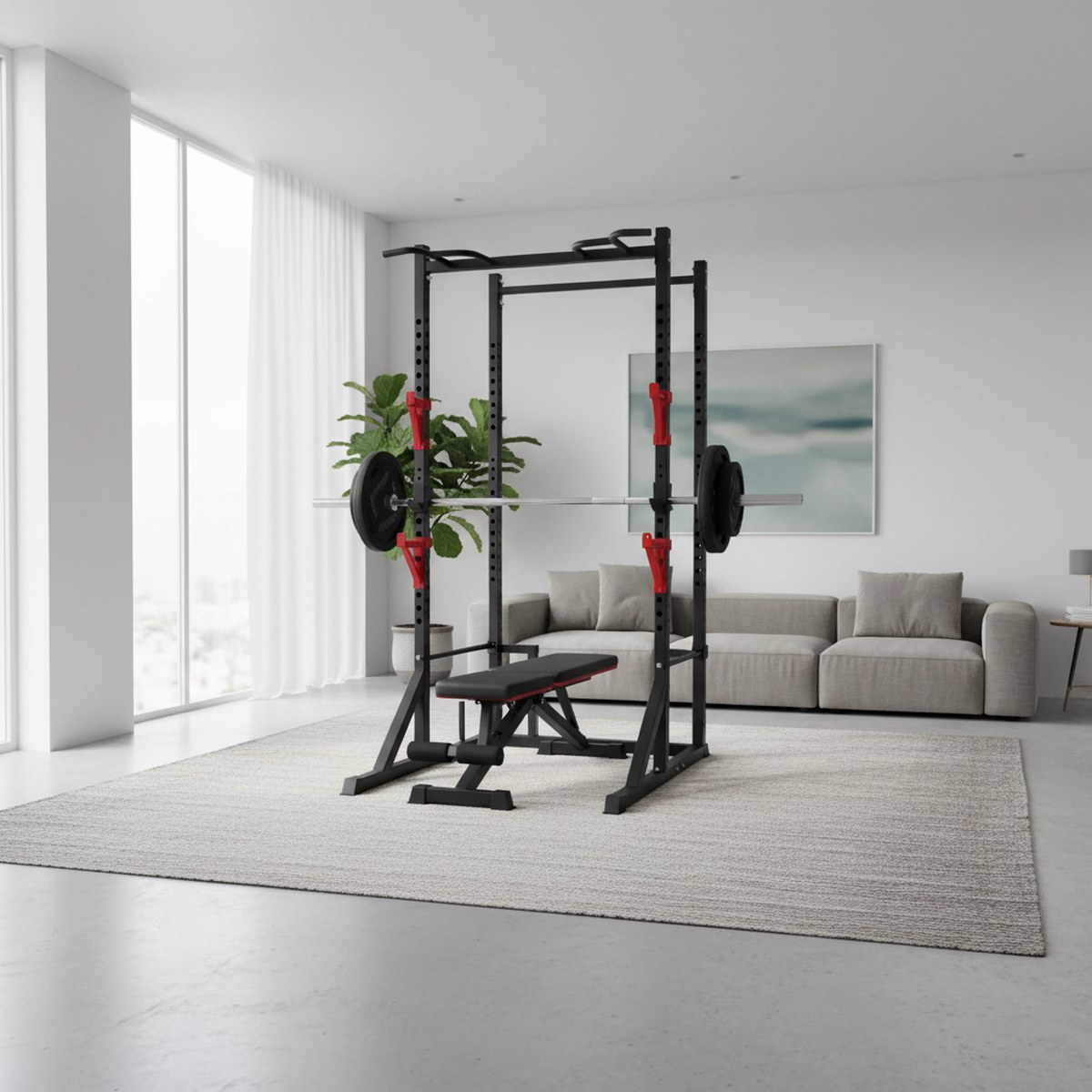 Rack de fuerza ajustable con b - Home Bar Stand reseña y precio