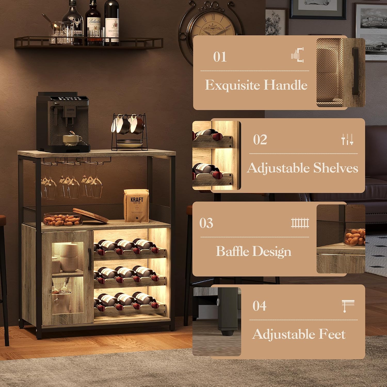 Mueble Bar de 3 Niveles con Lu - Home Bar And Cabinet reseña y precio