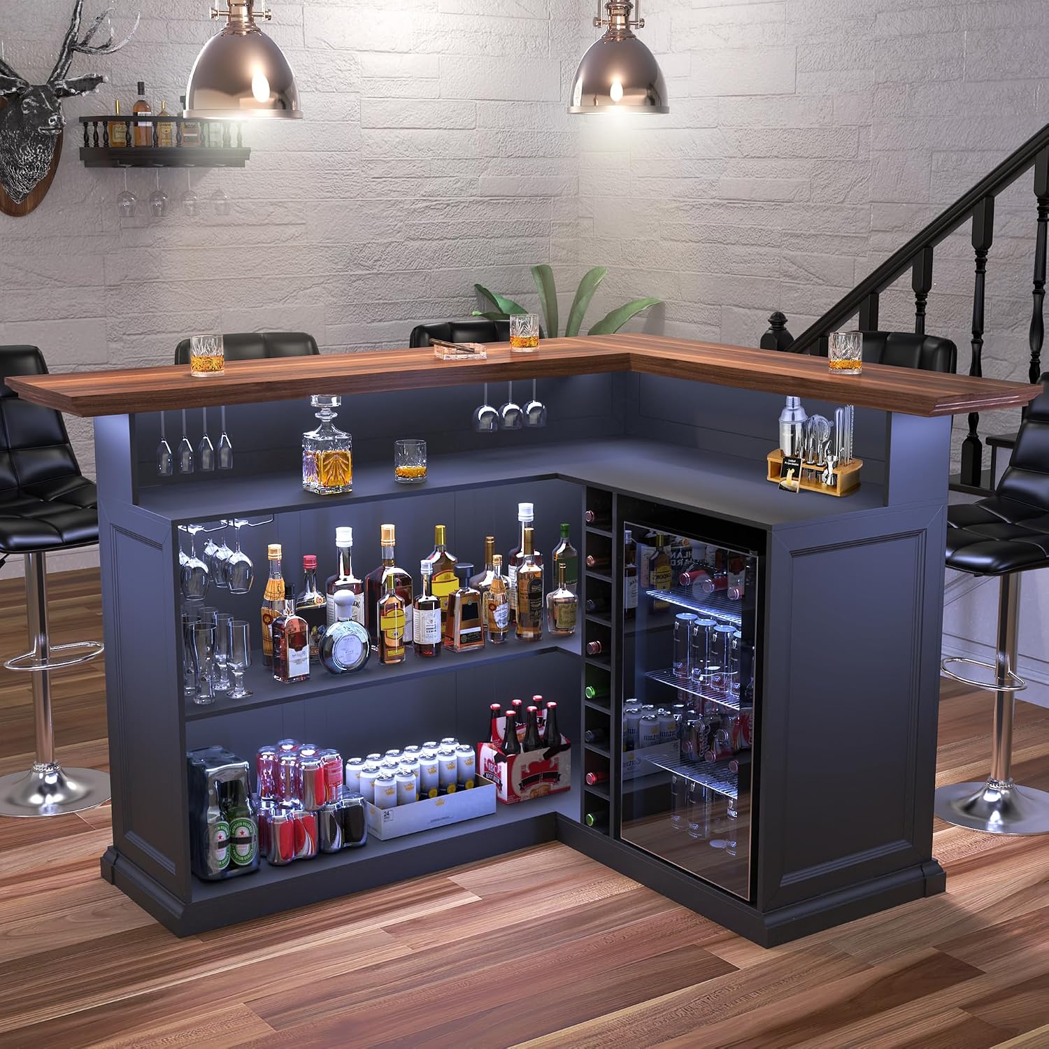 Mueble Bar en Forma de L con E - Home Bar And Fridge reseña y precio